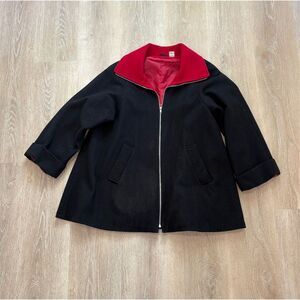 Ellen Tracy Women's Black Wool Blend Jacket Size 14 3/4‎ Sleeve Zip